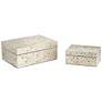 Distressed Beige and Tan Wood Inlay Boxes Set of 2 in scene