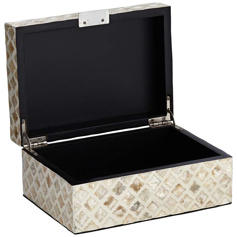 Image 5 Distressed Beige and Tan Wood Inlay Boxes Set of 2 more views
