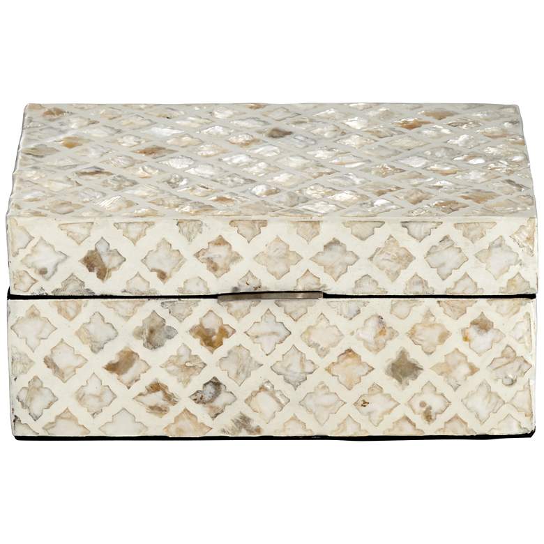 Image 6 Distressed Beige and Tan Wood Inlay Boxes Set of 2 more views
