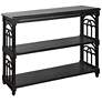 Distressed Black Wood 47" Wide 3-Tier Console Table in scene