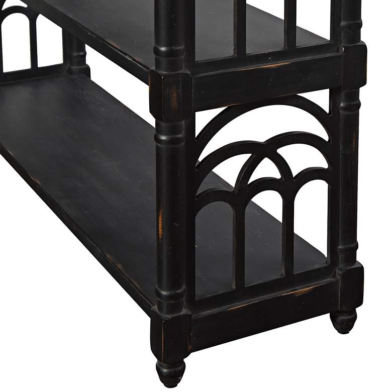 Distressed Black Wood 47&quot; Wide 3-Tier Console Table more views