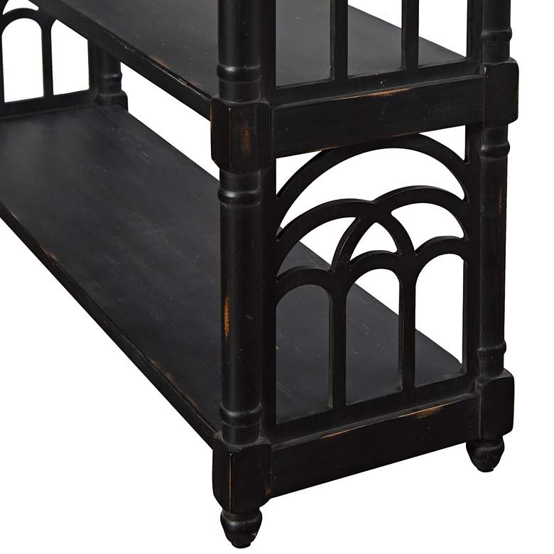 Image 5 Distressed Black Wood 47" Wide 3-Tier Console Table more views