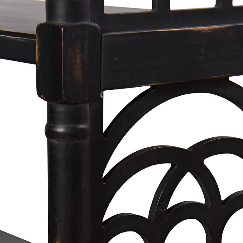 Image 6 Distressed Black Wood 47" Wide 3-Tier Console Table more views