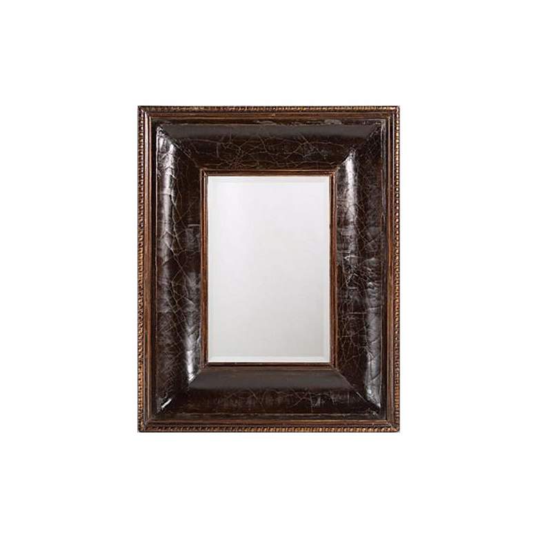 Image 1 Distressed Faux Leather Rectangular 41" High Wall Mirror