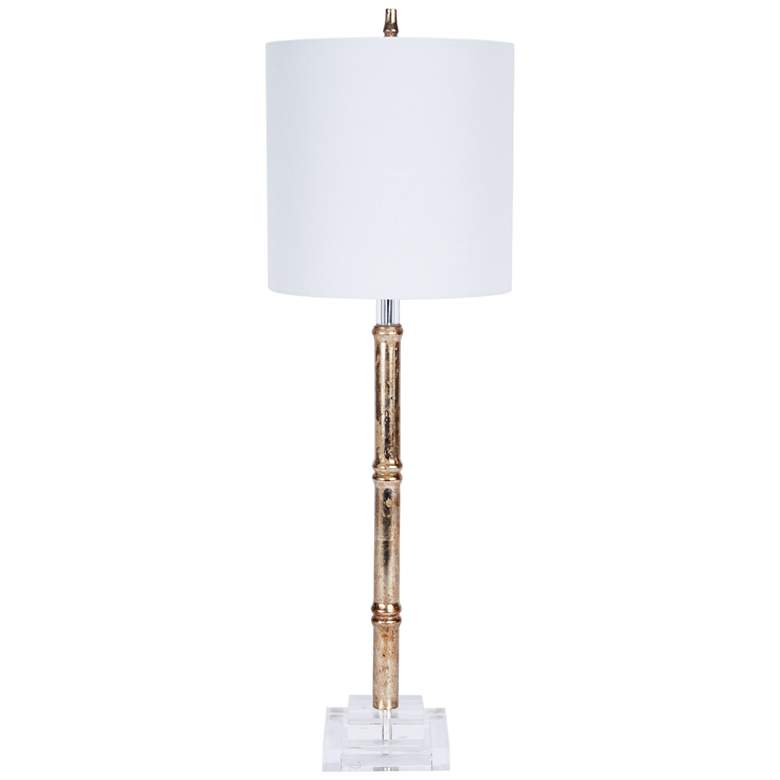 Image 1 Distressed Gold and Silver Finish Modern Luxe Bamboo Buffet Table Lamp
