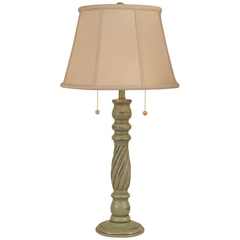Image 1 Distressed Olive Swirl Base Table Lamp