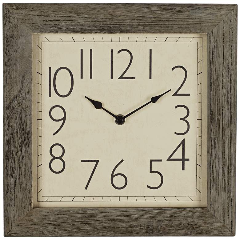 Image 1 Distressed Pine 11 1/2 inch Square Wall Clock