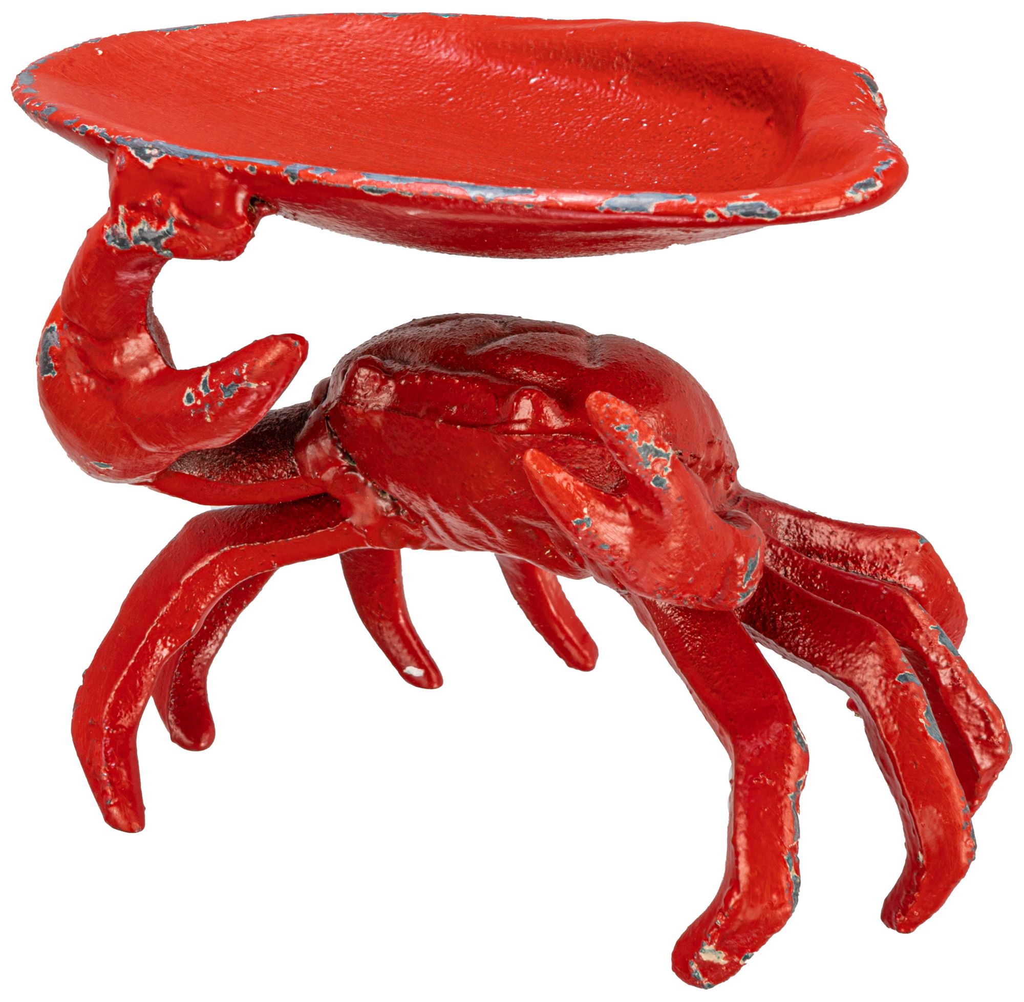 Image 2 Distressed Red Decorative Cast Iron Crab Shaped Dish more views