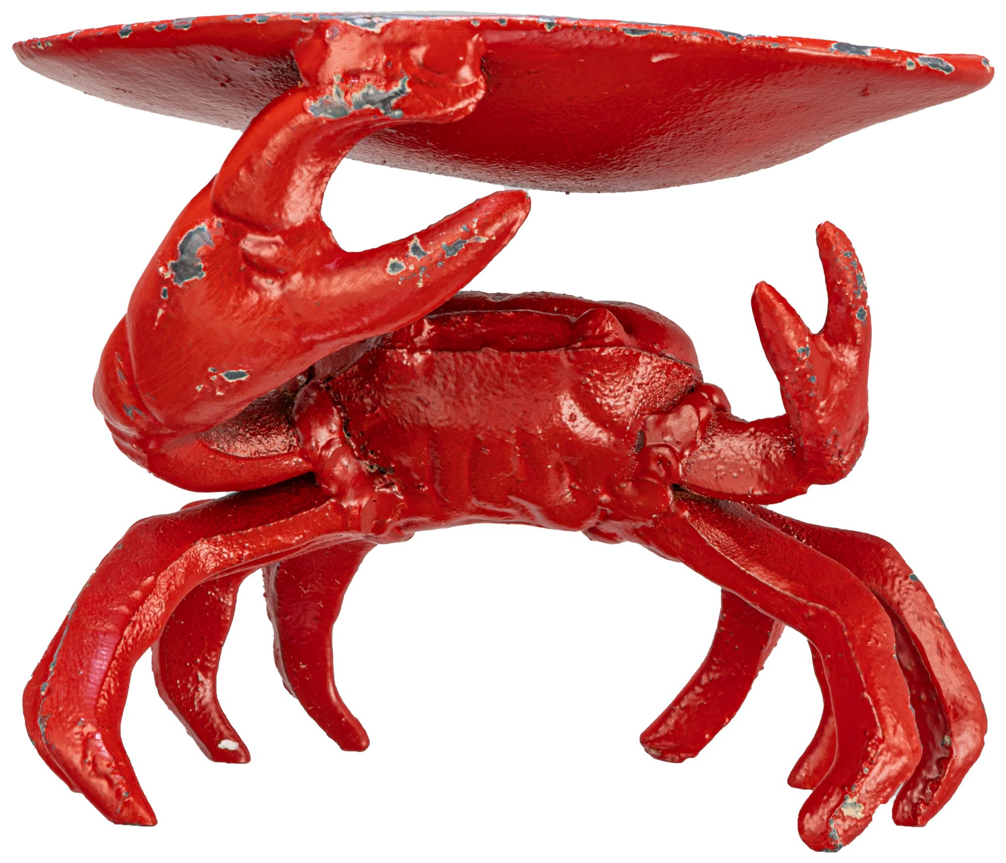 Image 4 Distressed Red Decorative Cast Iron Crab Shaped Dish more views