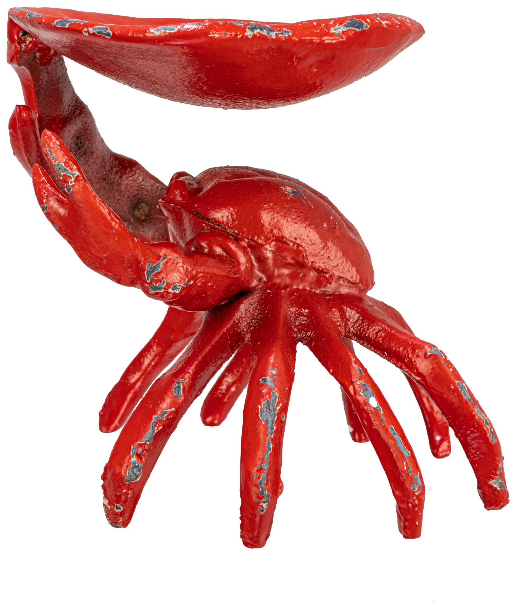 Image 5 Distressed Red Decorative Cast Iron Crab Shaped Dish more views