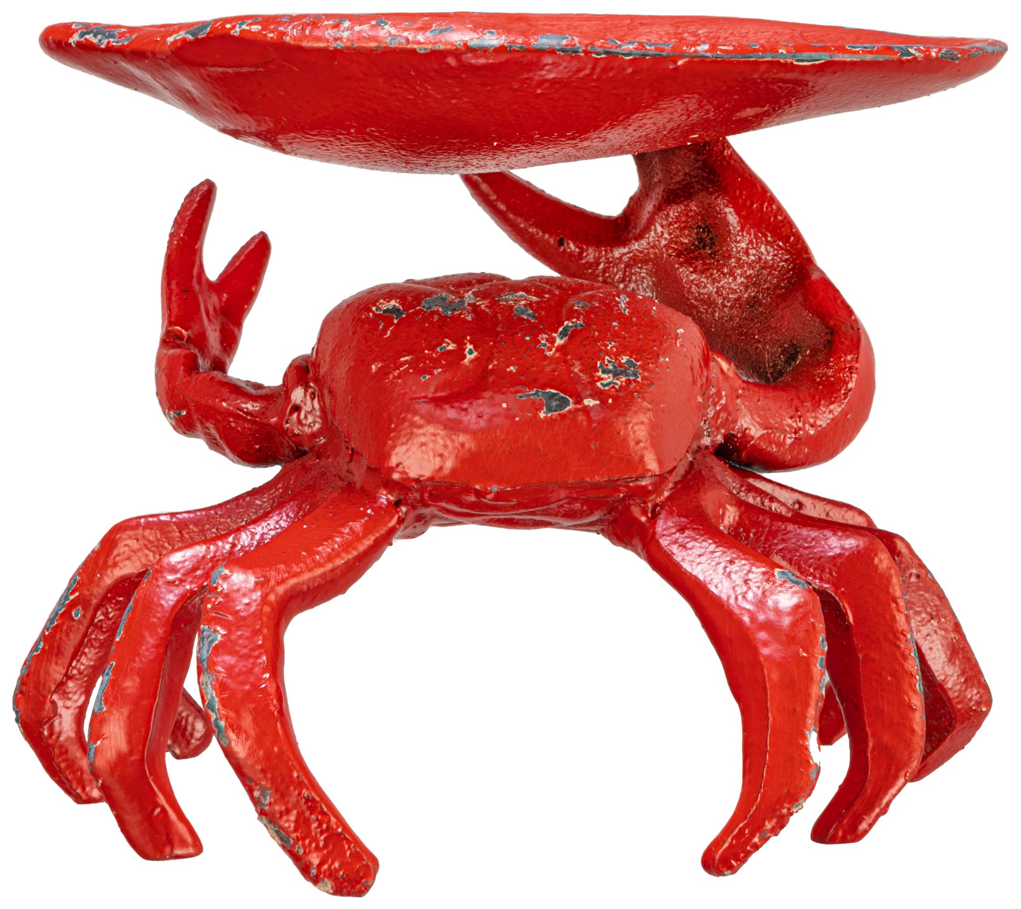 Image 6 Distressed Red Decorative Cast Iron Crab Shaped Dish more views