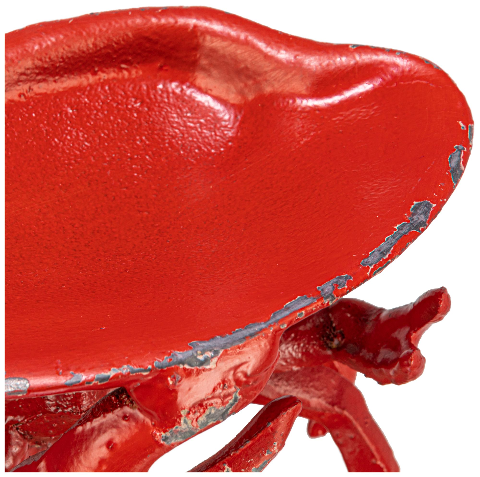 Distressed Red Decorative Cast Iron Crab Shaped Dish