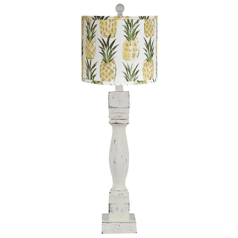 Image 1 Distressed White Table Lamp with Pineapple Shade 29.5 inchH.