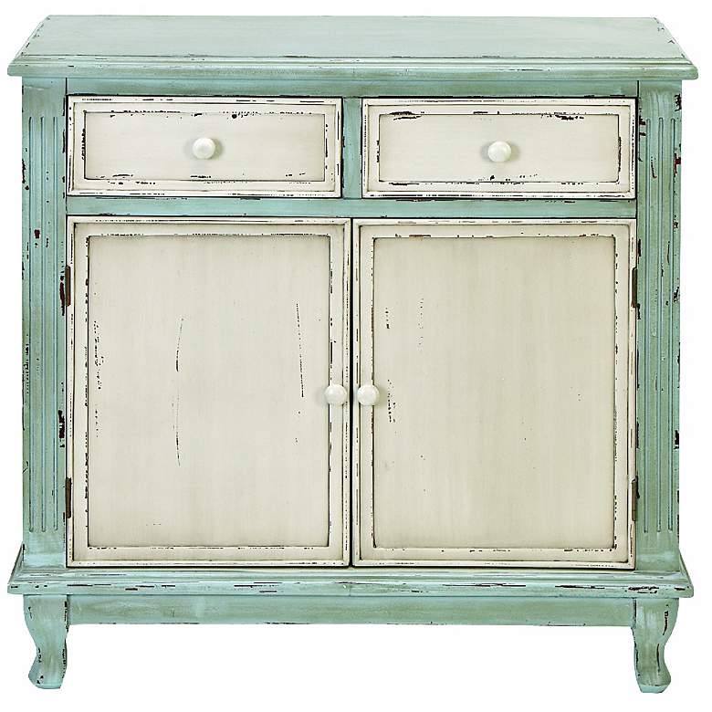 Image 1 Distressed Wood Cabinet Table