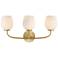 Dita 23 in. 3-Light Brushed Gold Vanity Light with Etched Opal Glass Shades