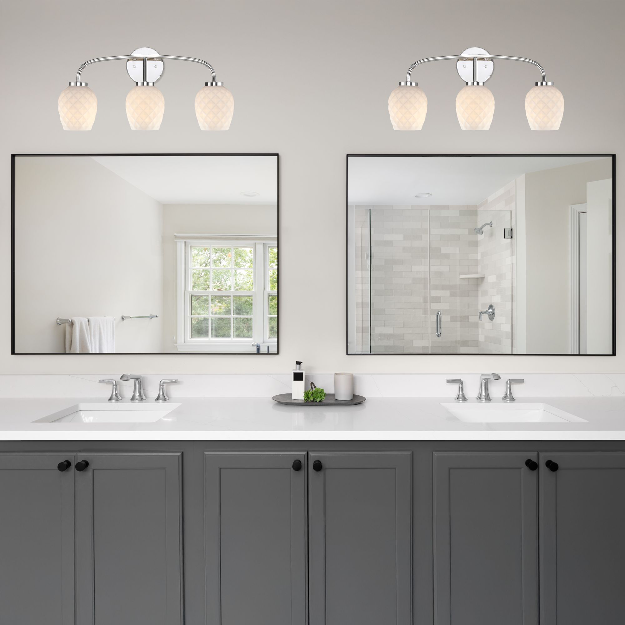 Dita 23 in. 3-Light Polished Nickel Vanity Wall Light for Bathrooms