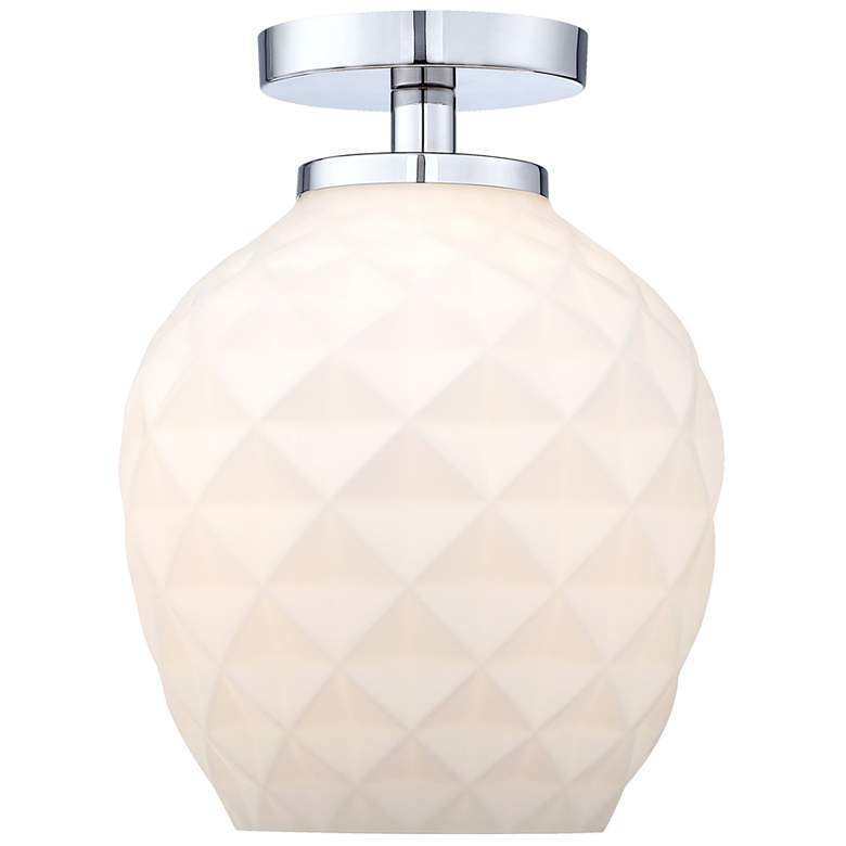 Image 1 Dita 9 in. 1-Light Polised Nickel Modern Semi Flush Mount Light
