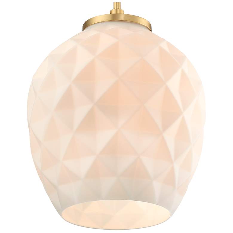 Image 2 Dita Classic Brushed Gold 12 in. Bell Pendant with Etched Opal Glass Shade more views