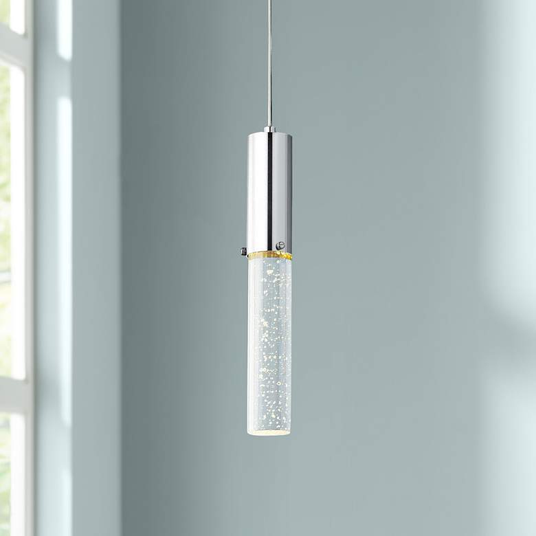 Image 1 Diva 13" High Chrome and Bubble Crystal Modern LED Mini-Pendant