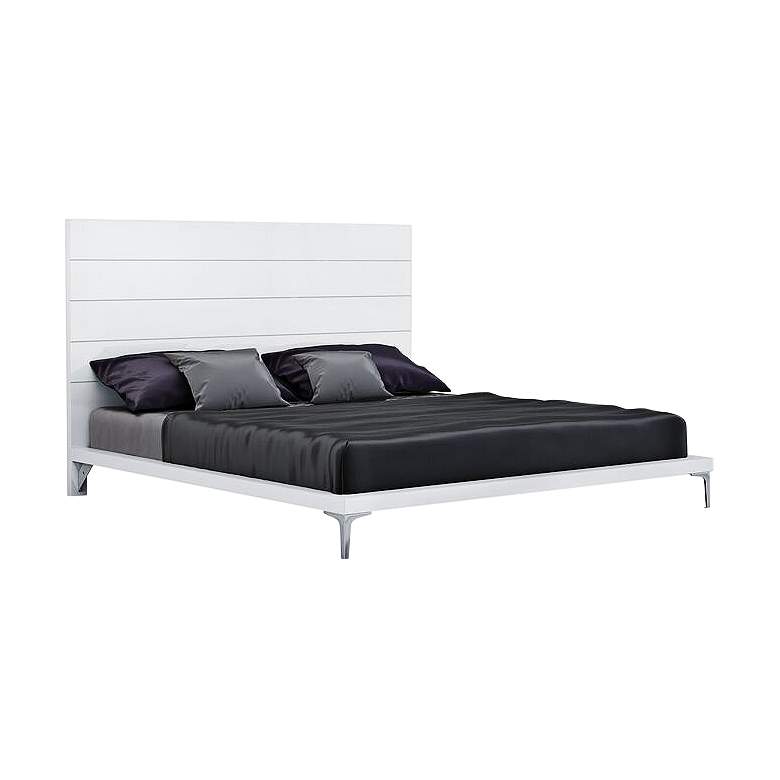 Image 1 Diva High-Gloss White Wood Queen Bed