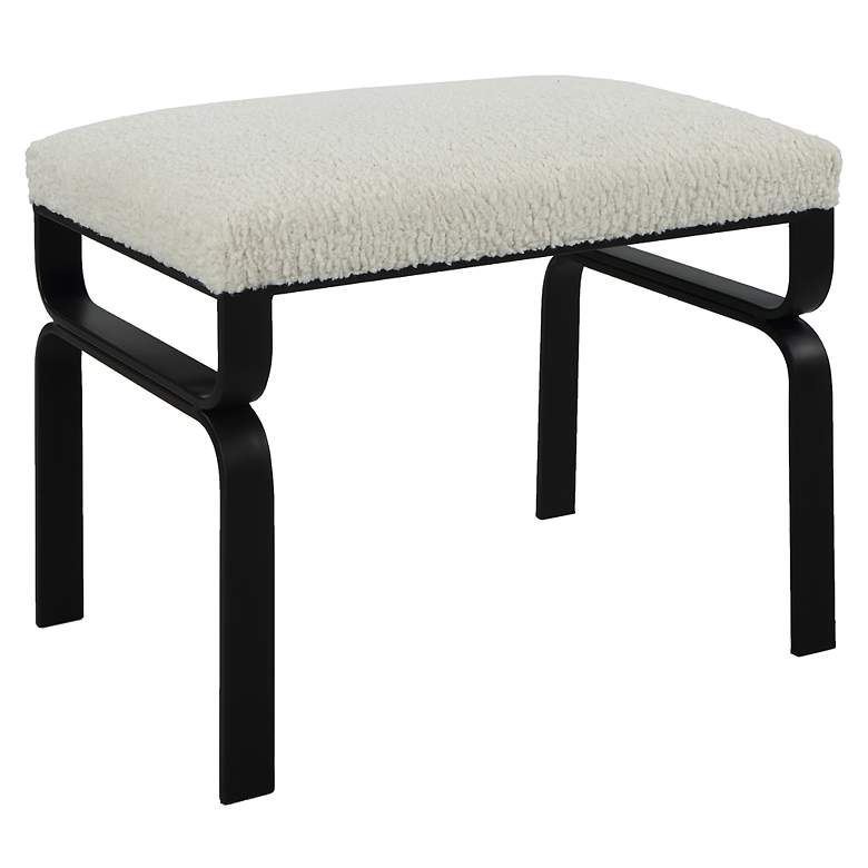 Image 4 Diverge 22 3/4" Wide White Faux Shearling Fabric Bench more views