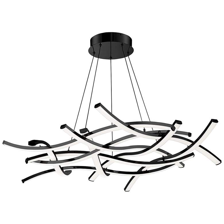 Image 1 Divergence 43 3/4 inchW Black 9-Light LED Abstract Chandelier