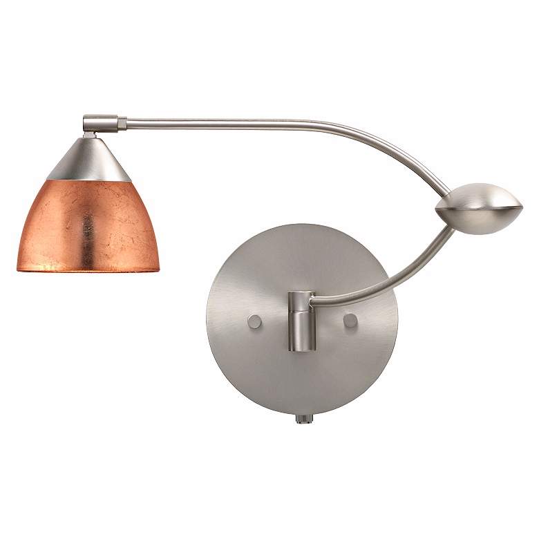 Image 1 Divi Brushed Nickel Copper Glass 18 1/2 inch Plug-In Swing Arm