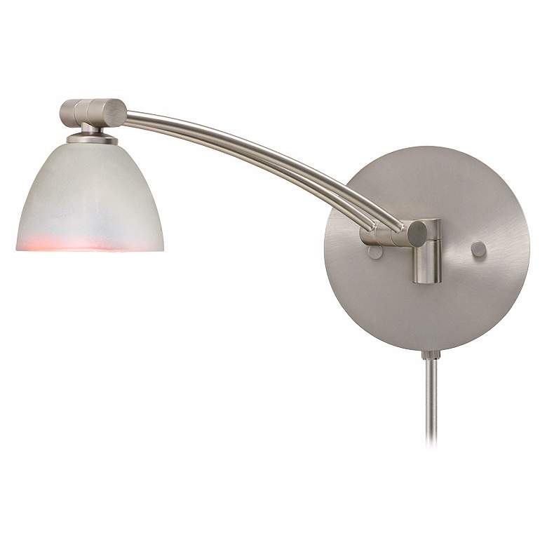 Image 1 Divi Nickel Pearl Glass 12 1/2 inch Plug-In Swing Arm Wall Light