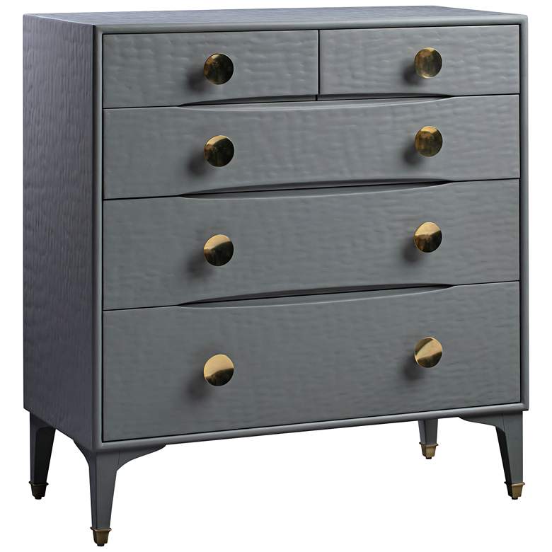 Image 1 Divine 38" Wide Gray 5-Drawer Wood Accent Chest