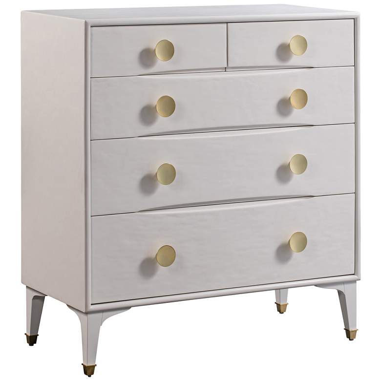 Image 1 Divine 38" Wide White 5-Drawer Wood Accent Chest