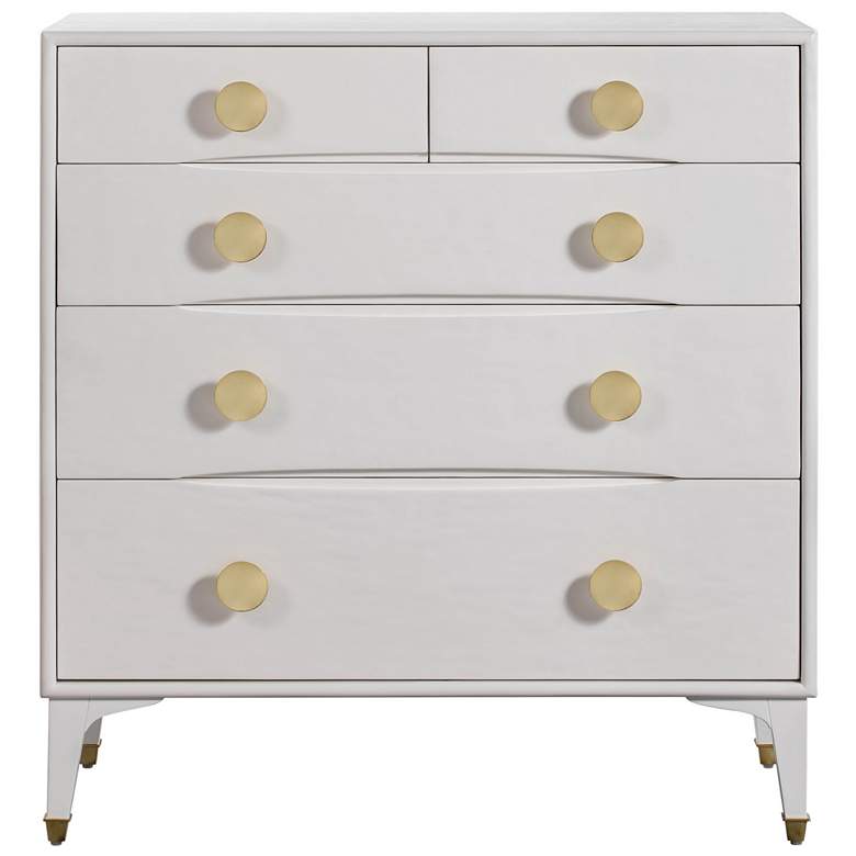 Image 7 Divine 38 inch Wide White 5-Drawer Wood Accent Chest more views