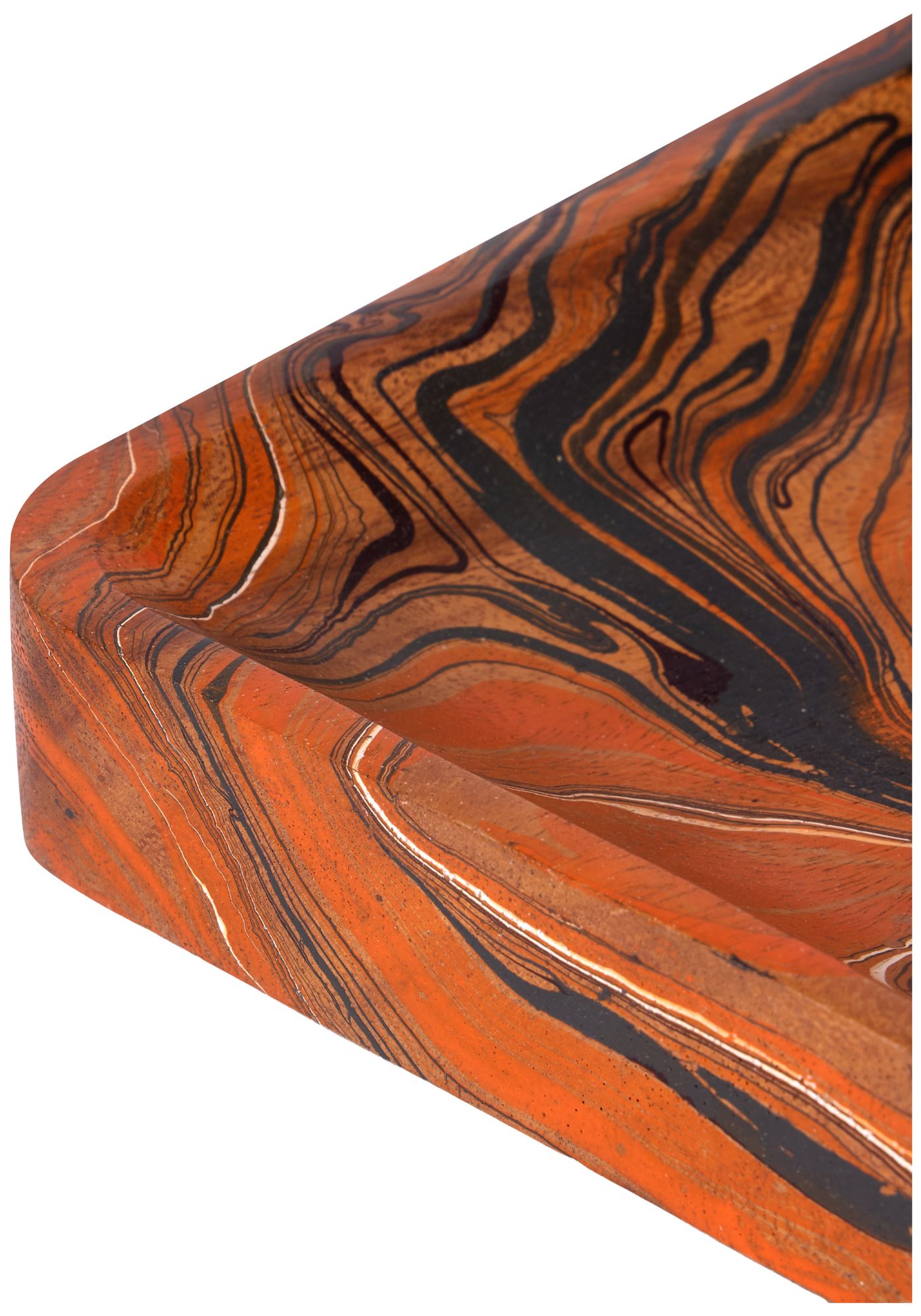 Image 2 Divine Marbleized Orange & White Rectangular Tray - Set of 2 more views