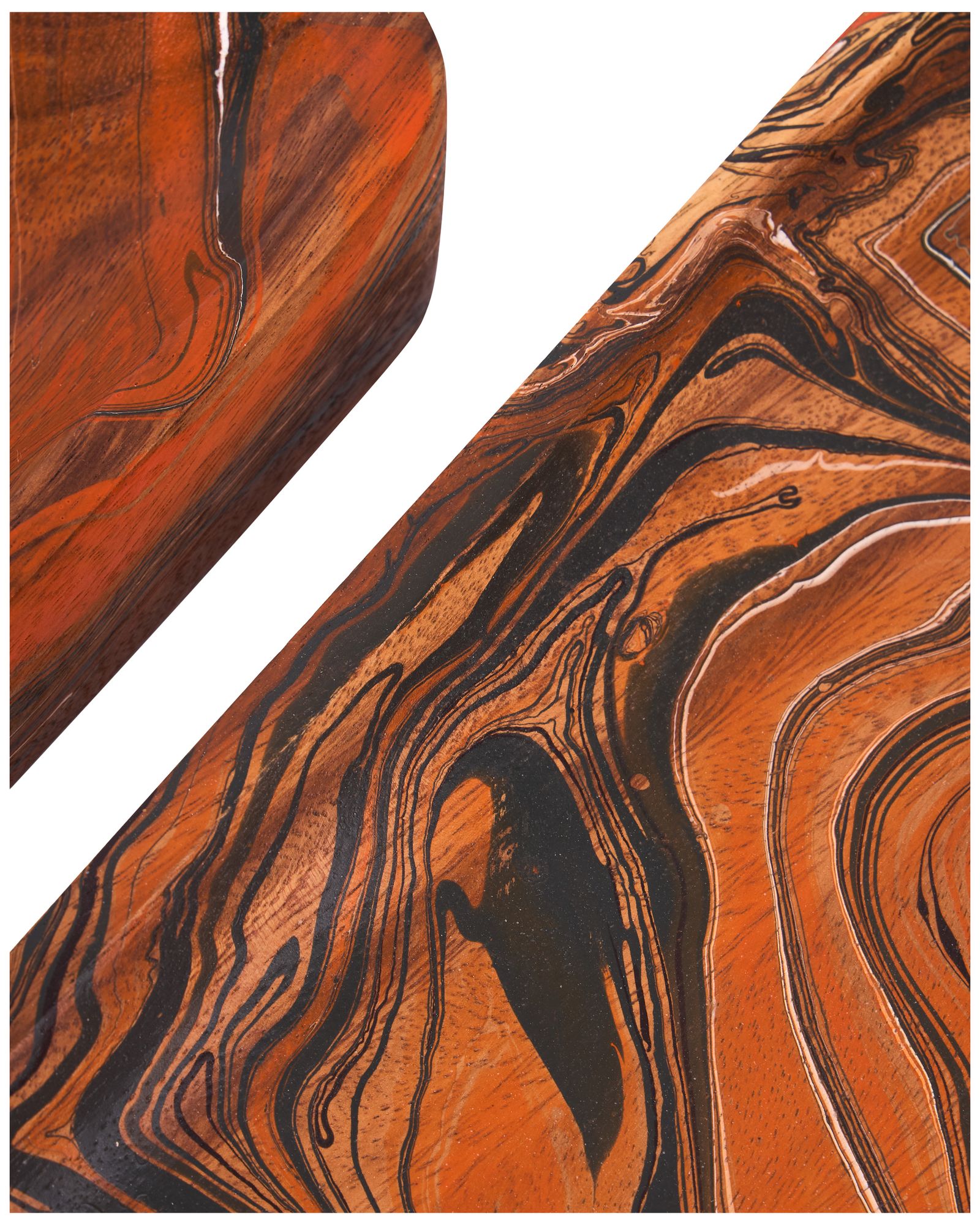 Image 4 Divine Marbleized Orange & White Rectangular Tray - Set of 2 more views
