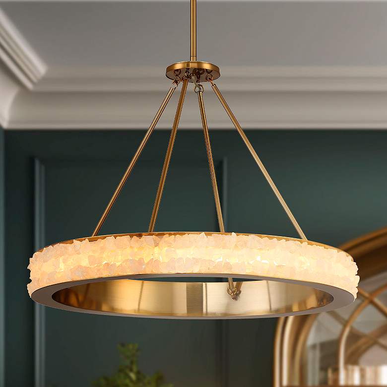 Image 1 Divinely 29" Wide Celeste Brass Ring LED Pendant Light
