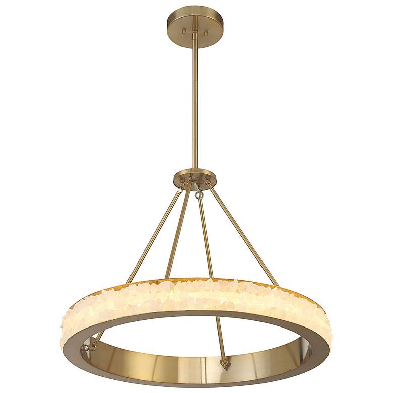 Image 3 Divinely 29" Wide Celeste Brass Ring LED Pendant Light more views