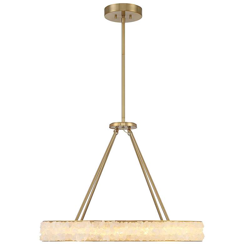 Image 4 Divinely 29" Wide Celeste Brass Ring LED Pendant Light more views