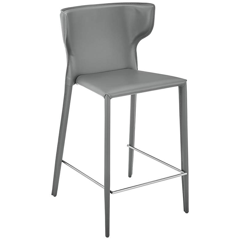 Image 1 Divinia 25 1/2" Gray Leather Counter Stool