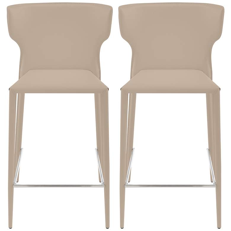 Image 1 Divinia 25 1/2" Light Gray Fabric Counter Stools Set of 2
