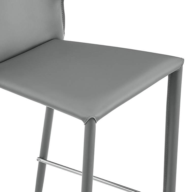Image 2 Divinia 29 1/2" Gray Leather Bar Stool more views