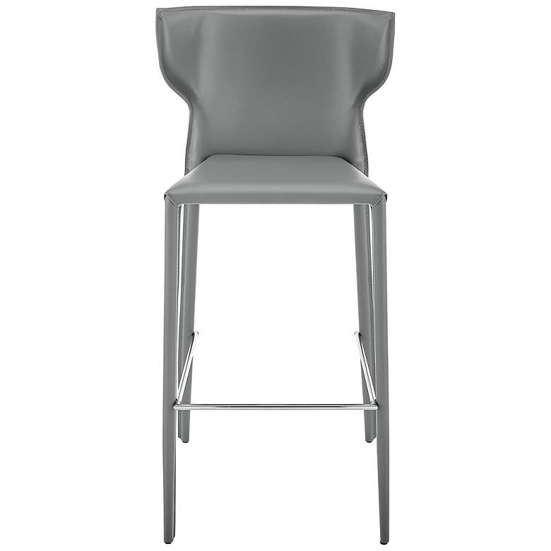 Image 5 Divinia 29 1/2" Gray Leather Bar Stool more views
