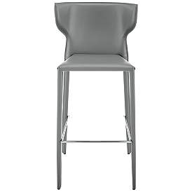 Image5 of Divinia 29 1/2" Gray Leather Bar Stool more views