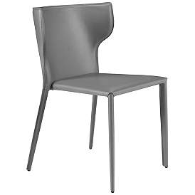 Image1 of Divinia Gray Leather Stacking Side Chair
