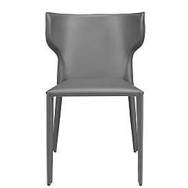 Image3 of Divinia Gray Leather Stacking Side Chair more views