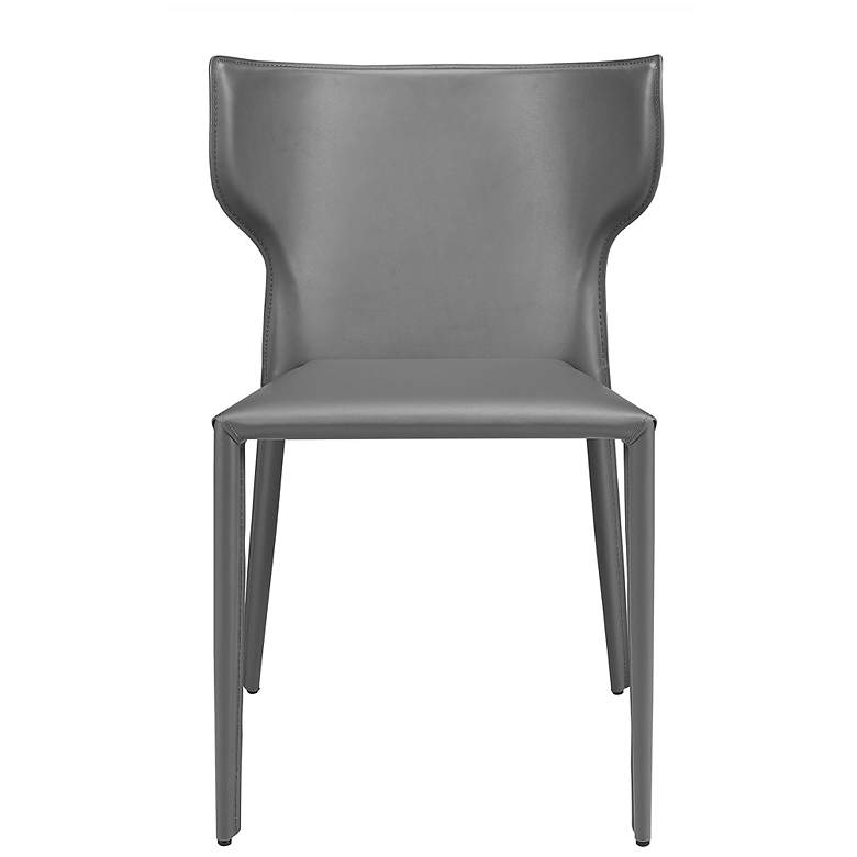 Image 3 Divinia Gray Leather Stacking Side Chair more views