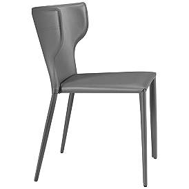 Image4 of Divinia Gray Leather Stacking Side Chair more views