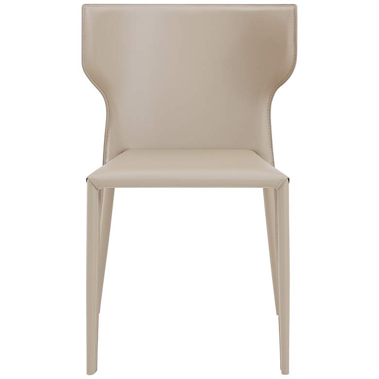 Image 2 Divinia Light Gray Leather Stacking Side Chair more views