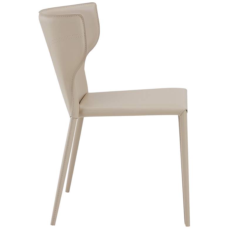 Image 3 Divinia Light Gray Leather Stacking Side Chair more views