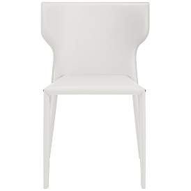 Image2 of Divinia White Leather Stacking Side Chair more views