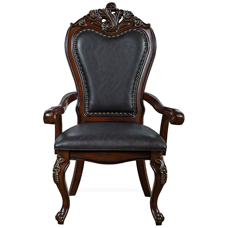 Image 2 Divino Cherry Faux Leather Arm Chairs Set of 2 more views