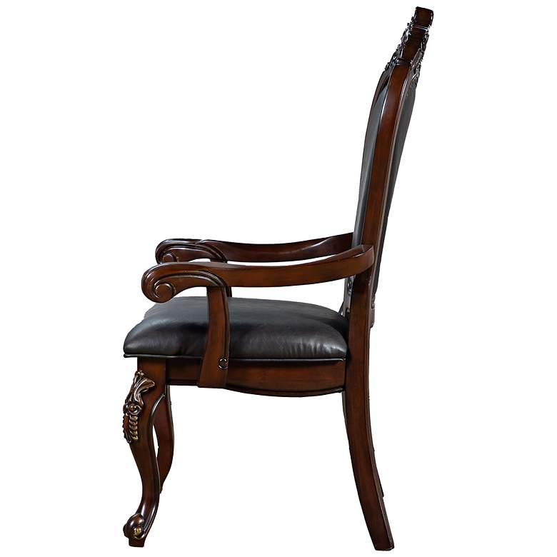 Image 3 Divino Cherry Faux Leather Arm Chairs Set of 2 more views